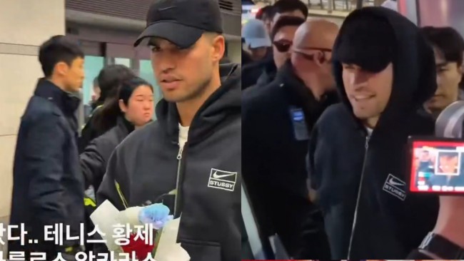 Ο Κάρλος Αλκαράζ χαιρετίστηκε από δεκάδες οπαδούς στη Νότια Κορέα ενόψει του αγώνα με τον Σίνερ