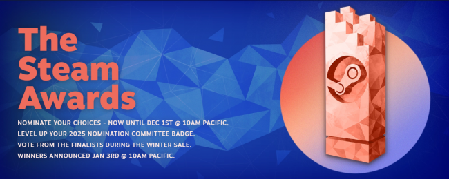 Οι υποψηφιότητες για τα Βραβεία Steam 2025 είναι πλέον ανοιχτές